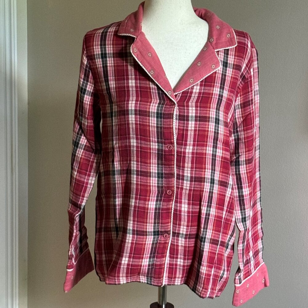 Sundance Catalog red plaid pajama top - Large